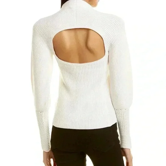 Rebecca Taylor Backless Mock Neck Wool Sweater